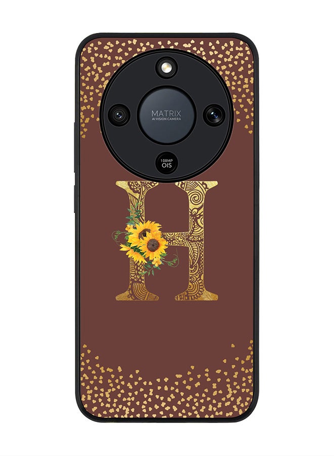 For Honor X9d / Magic8 Lite / X70 Case,Slim fit Camera Protection, Shockproof Thin Phone cover  - Custom Floral Monogram - H  (Brown )